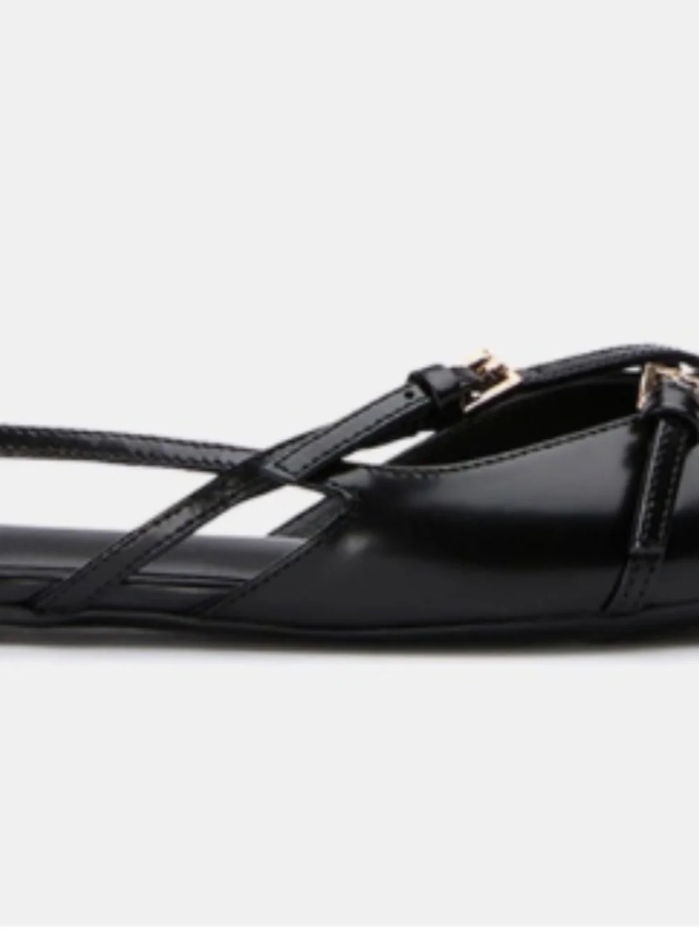 Tony Bianco black patent strappy flats